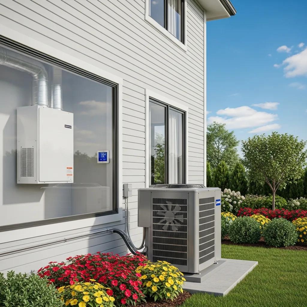 Modern HVAC system in a residential setting, highlighting energy efficiency and comfort